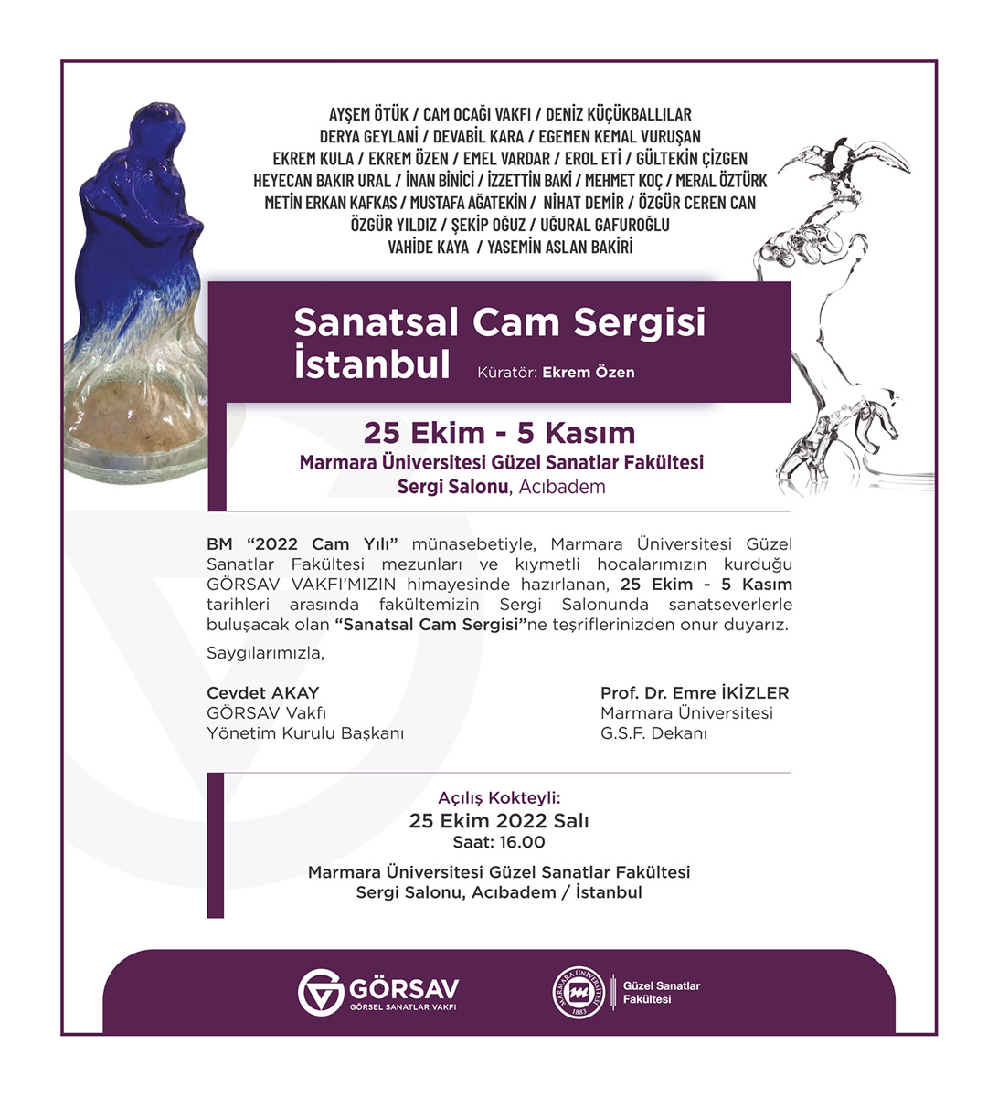 GÖRSAV, 2022 CAM YILI “SANATSAL CAM SERGİSİ” (25 Ekim - 5 Kasım 2022)