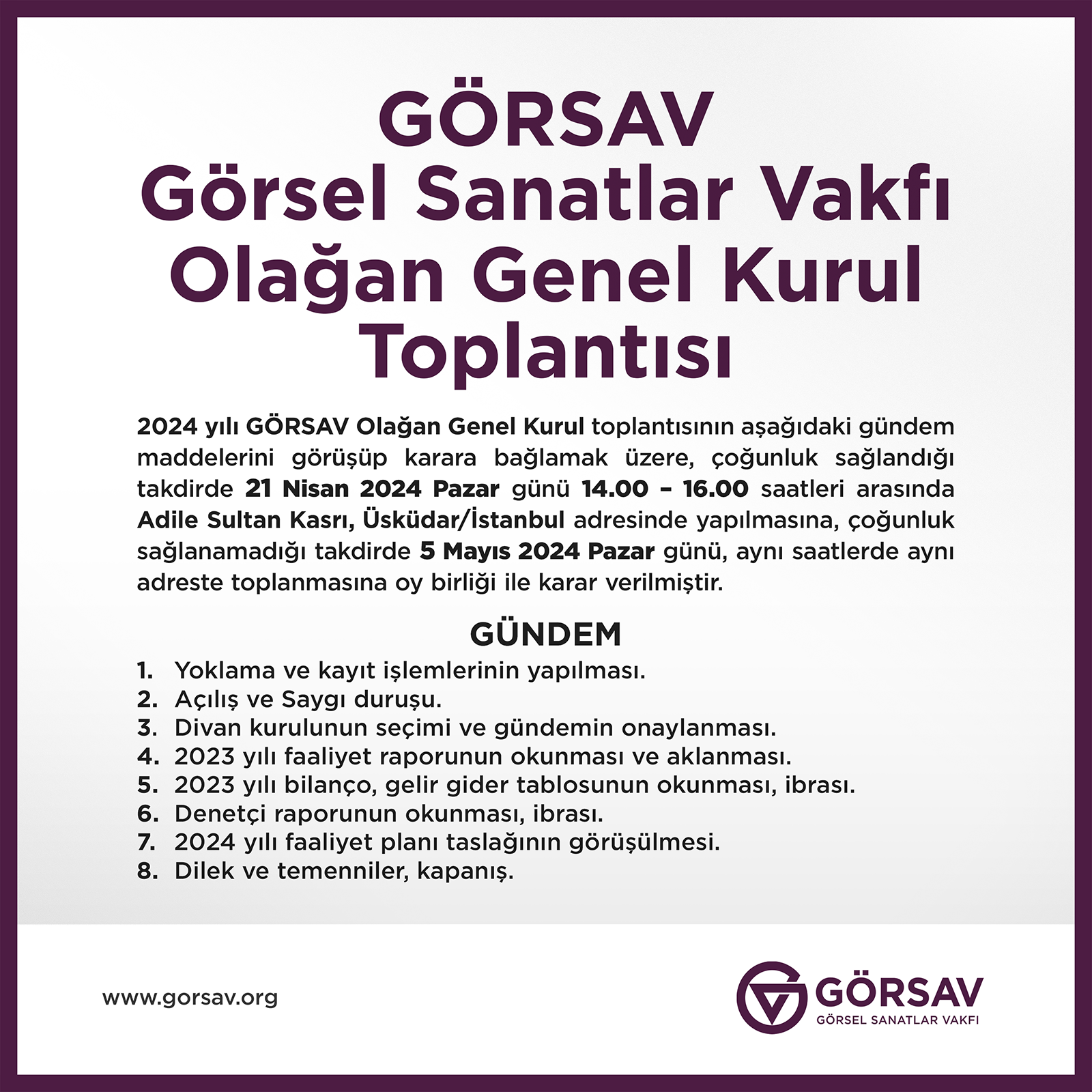 GÖRSAV Olağan Genel Kurul 2024